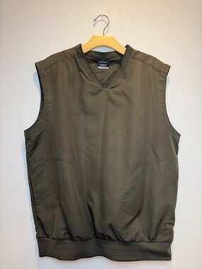 Vintage Nike Golf V-Neck Windbreaker Vest- Olive Green Size L
